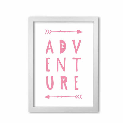 Adventure pink modern fine art print, framed typography wall art