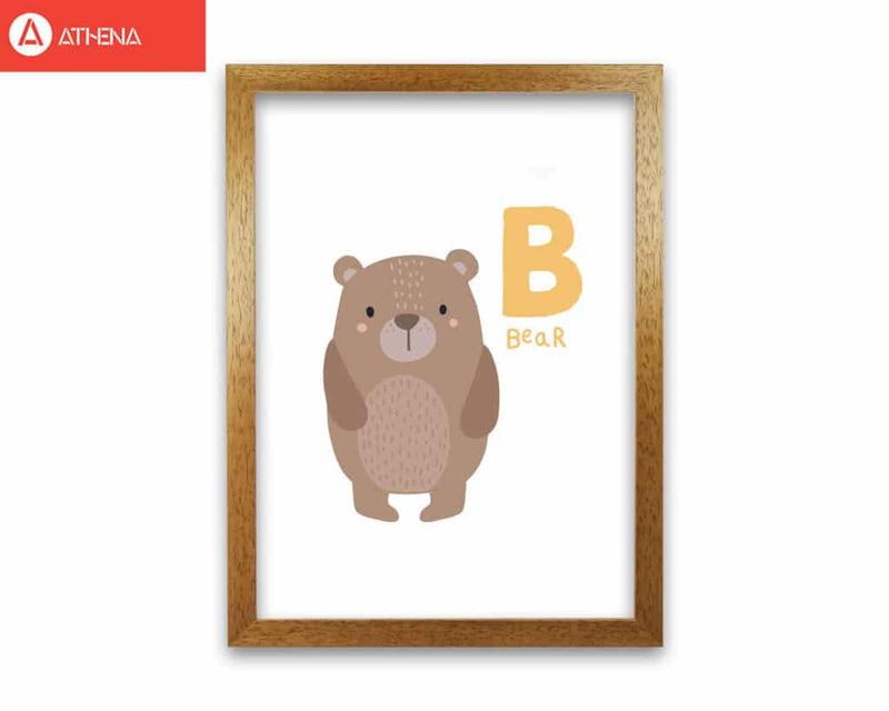 Alphabet animals, b is forbear modern fine art print, framed childrens nursey wall art poster