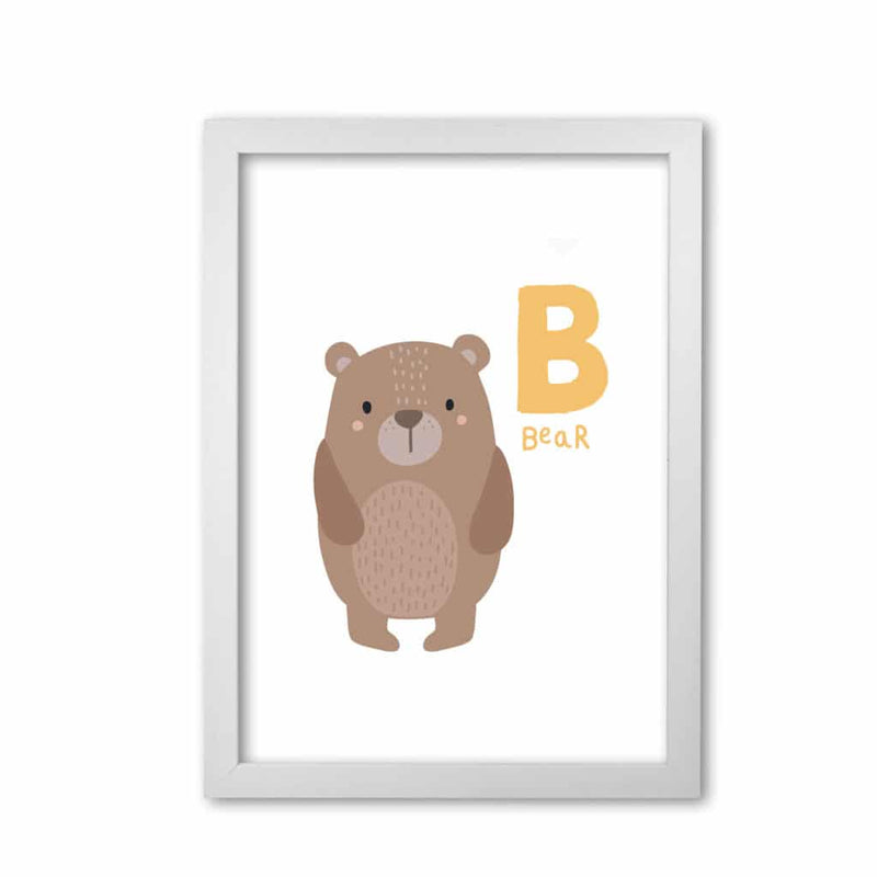 Alphabet animals, b is forbear modern fine art print, framed childrens nursey wall art poster