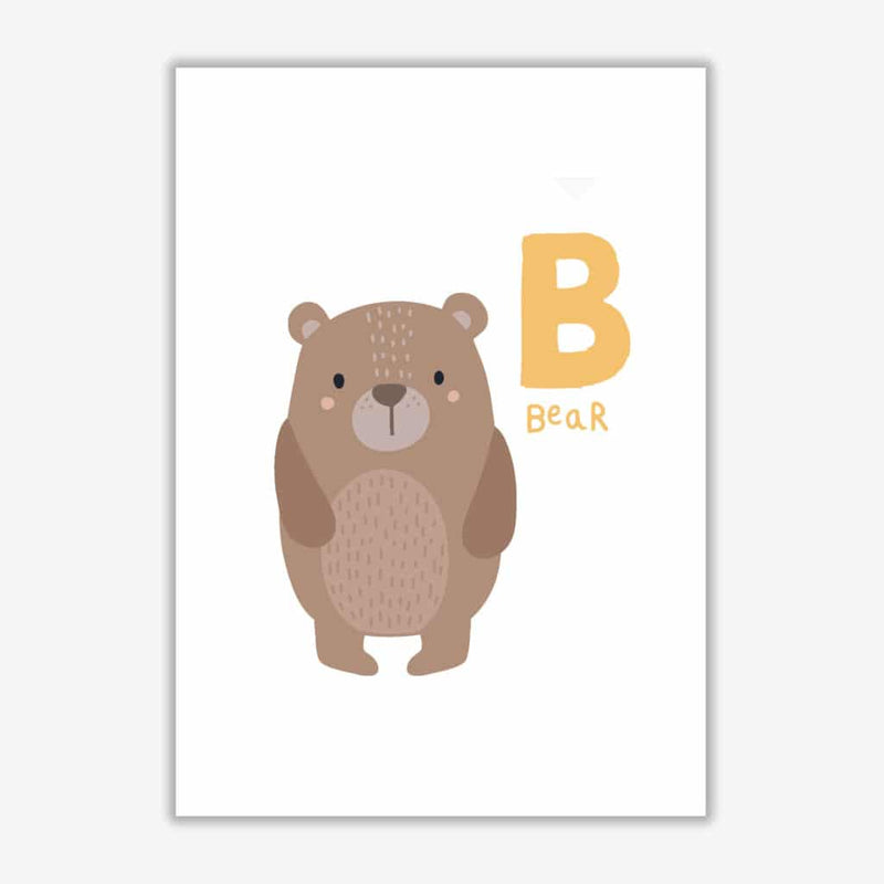 Alphabet animals, b is forbear modern fine art print, framed childrens nursey wall art poster