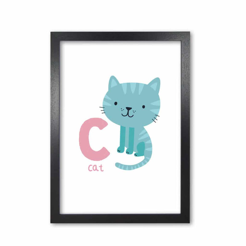 Alphabet animals, c is for cat modern fine art print, framed childrens nursey wall art poster