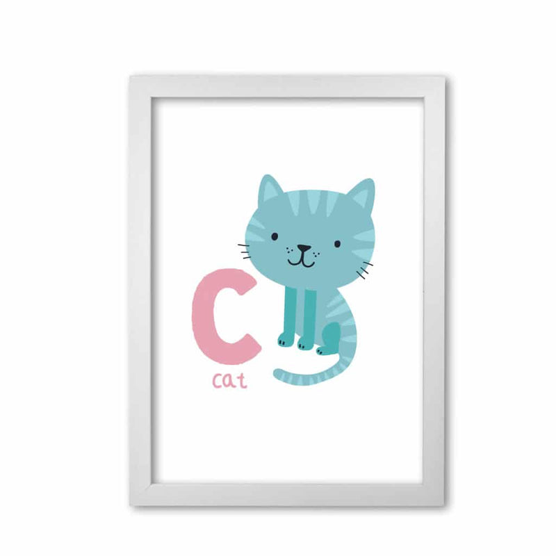 Alphabet animals, c is for cat modern fine art print, framed childrens nursey wall art poster