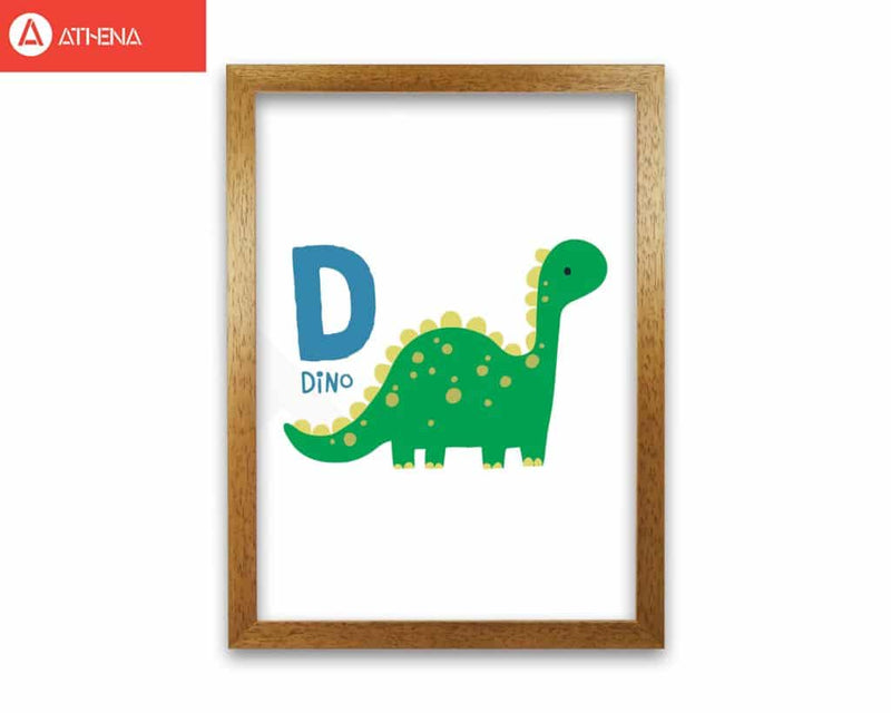 Alphabet animals, d is for dino modern fine art print, framed childrens nursey wall art poster