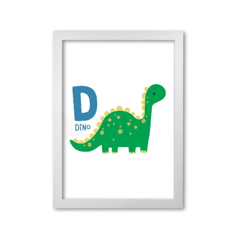 Alphabet animals, d is for dino modern fine art print, framed childrens nursey wall art poster