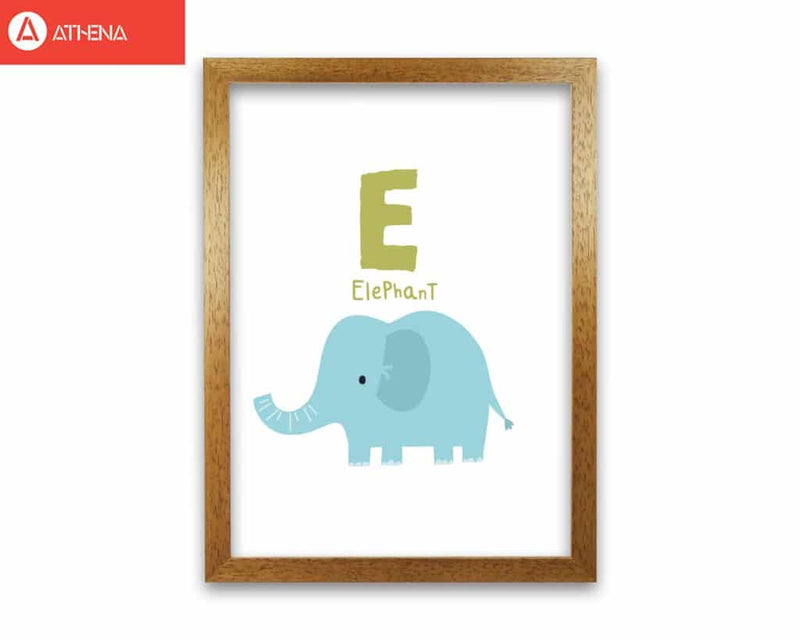 Alphabet animals, e is for elephant modern fine art print, framed childrens nursey wall art poster
