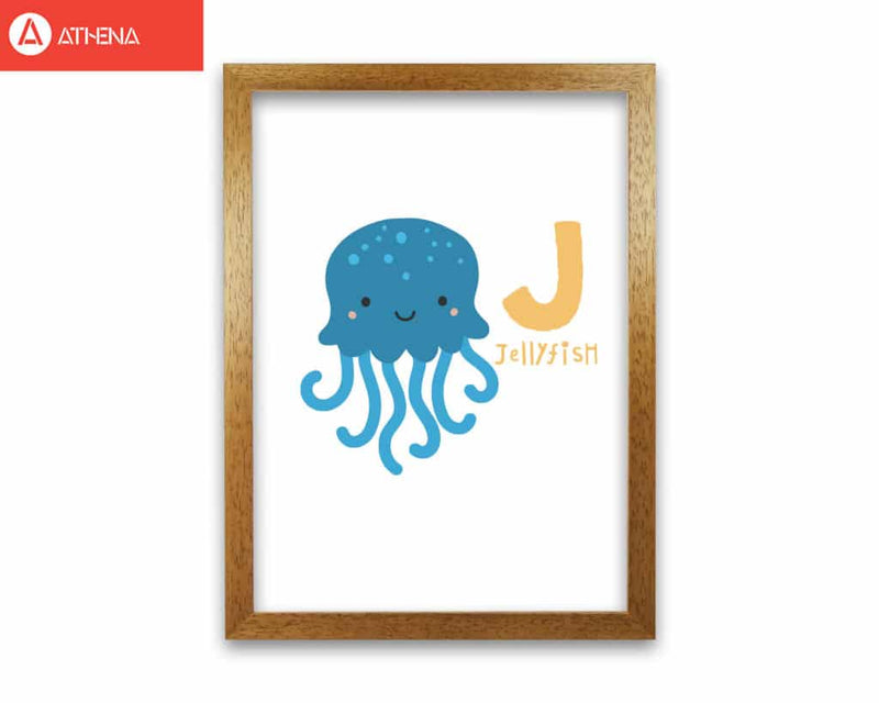 Alphabet animals, j is for jellyfish modern fine art print, framed childrens nursey wall art poster