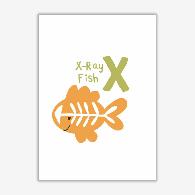 Alphabet animals, x is for x-ray fish modern fine art print, framed childrens nursey wall art poster
