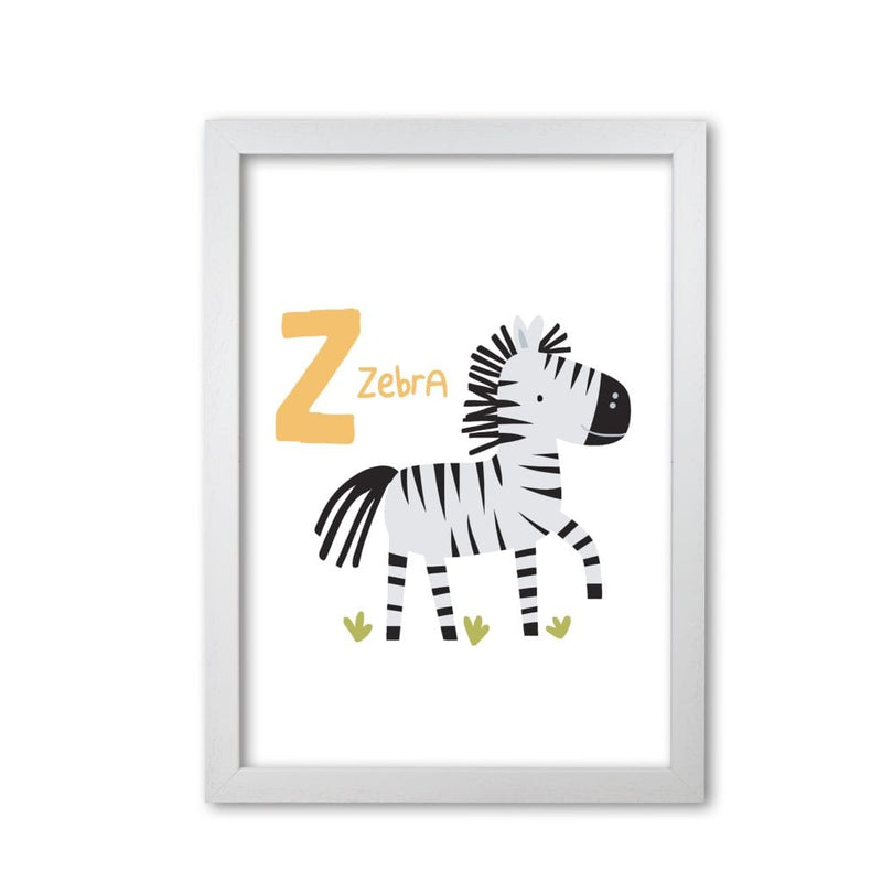 Alphabet animals, z is for zebra modern fine art print, framed childrens nursey wall art poster