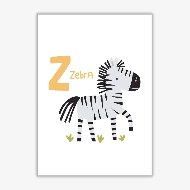 Alphabet animals, z is for zebra modern fine art print, framed childrens nursey wall art poster