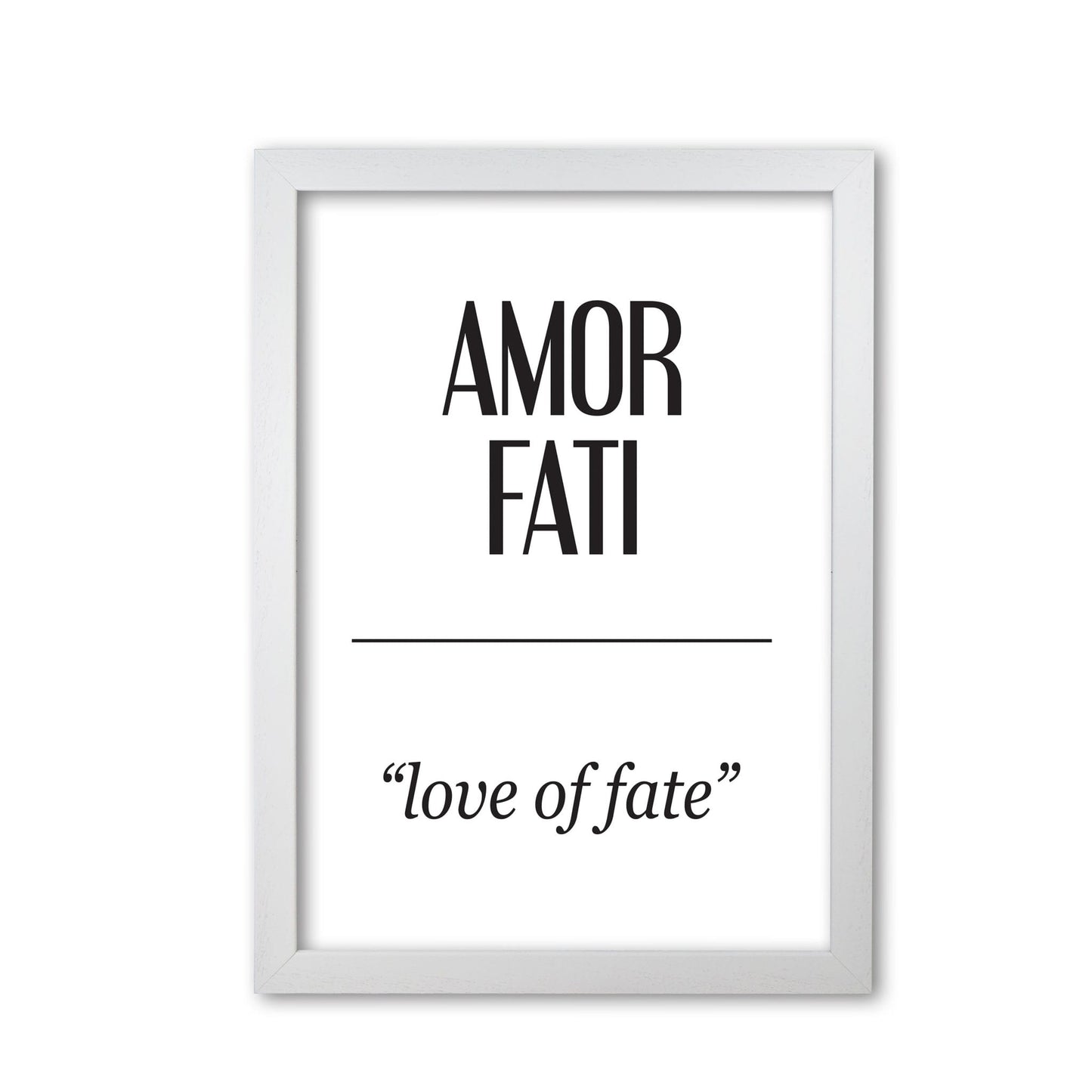 Amor fati modern fine art print, framed typography wall art