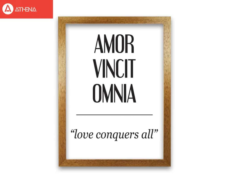 Amor vincit omnia modern fine art print, framed typography wall art