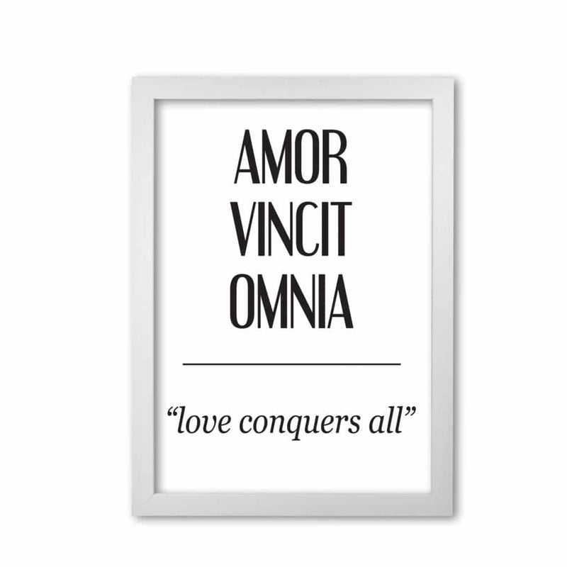 Amor vincit omnia modern fine art print, framed typography wall art