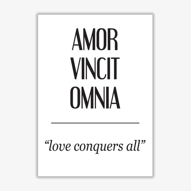 Amor vincit omnia modern fine art print, framed typography wall art