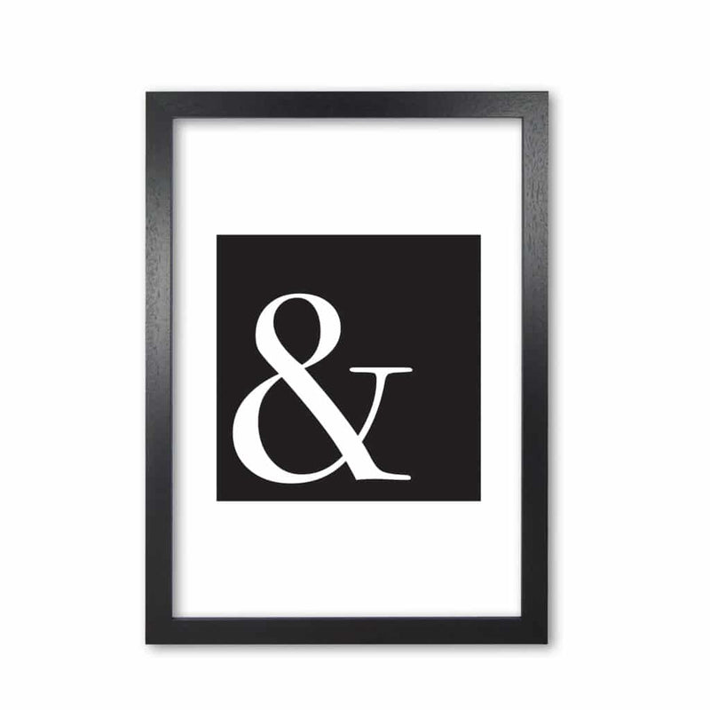 Ampersand black modern fine art print, framed typography wall art