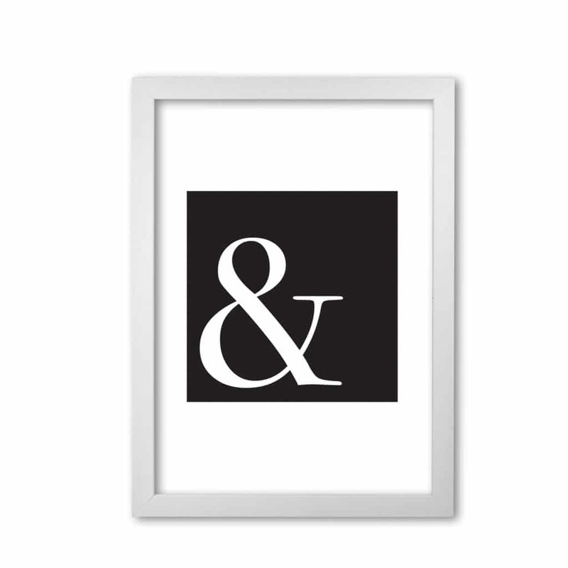 Ampersand black modern fine art print, framed typography wall art