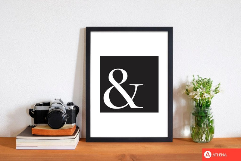 Ampersand black modern fine art print, framed typography wall art