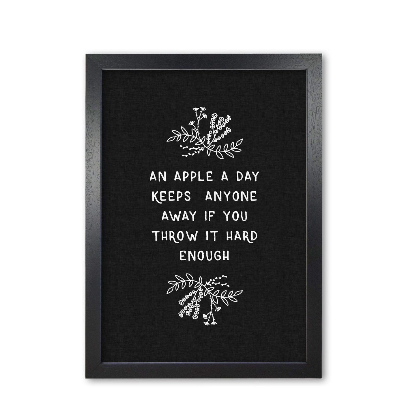 An apple a day funny quote fine art print by orara studio