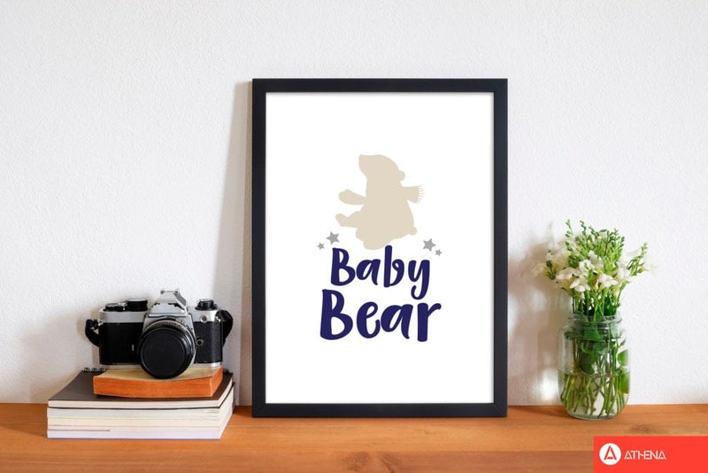 Baby bear modern fine art print, framed childrens nursey wall art poster