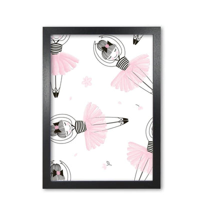 Ballerina repeat pattern modern fine art print, framed childrens nursey wall art poster