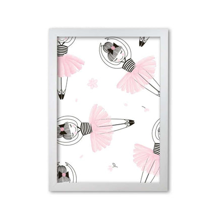 Ballerina repeat pattern modern fine art print, framed childrens nursey wall art poster