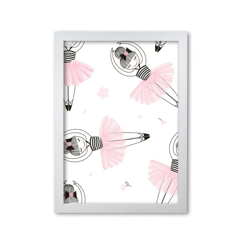 Ballerina repeat pattern modern fine art print, framed childrens nursey wall art poster