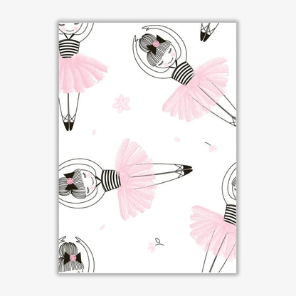 Ballerina repeat pattern modern fine art print, framed childrens nursey wall art poster