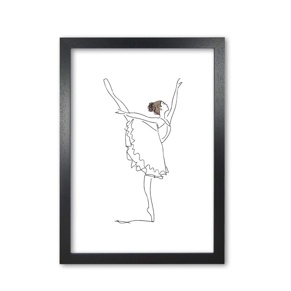 Ballet dancer line drawing modern fine art print