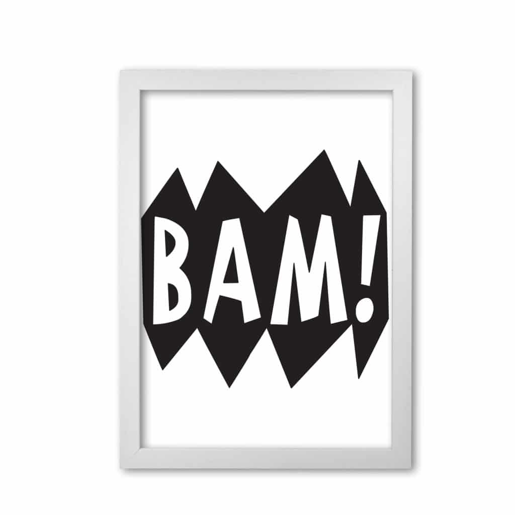 Bam! black modern fine art print, framed childrens nursey wall art poster