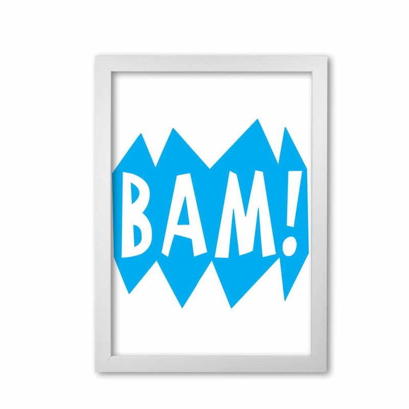 Bam! blue modern fine art print, framed childrens nursey wall art poster