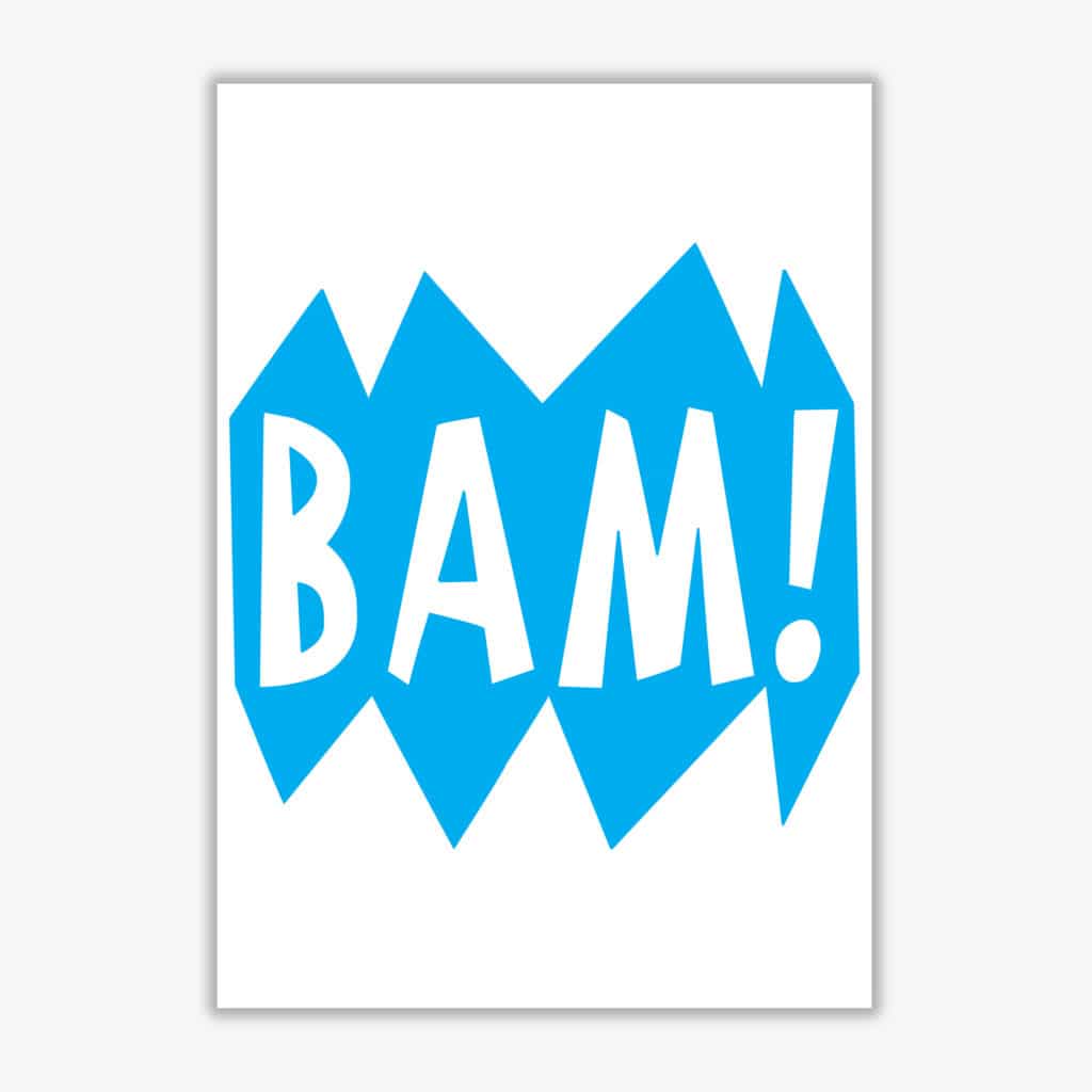 Bam! blue modern fine art print, framed childrens nursey wall art poster
