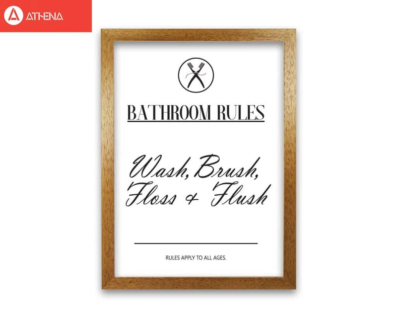 Bathroom rules modern fine art print, framed bathroom wall art