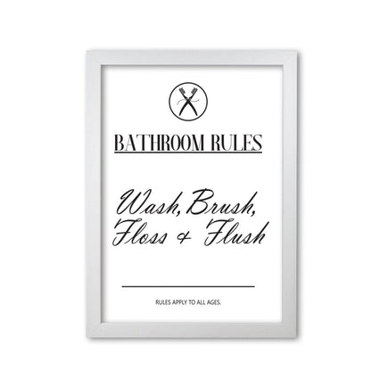 Bathroom rules modern fine art print, framed bathroom wall art
