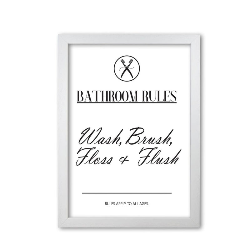 Bathroom rules modern fine art print, framed bathroom wall art
