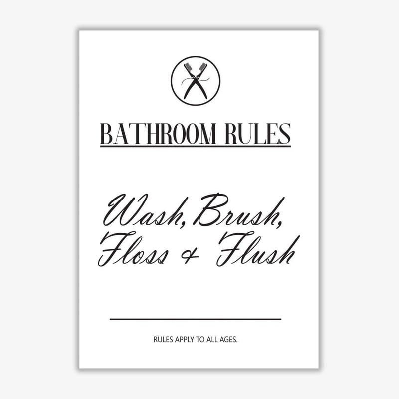 Bathroom rules modern fine art print, framed bathroom wall art