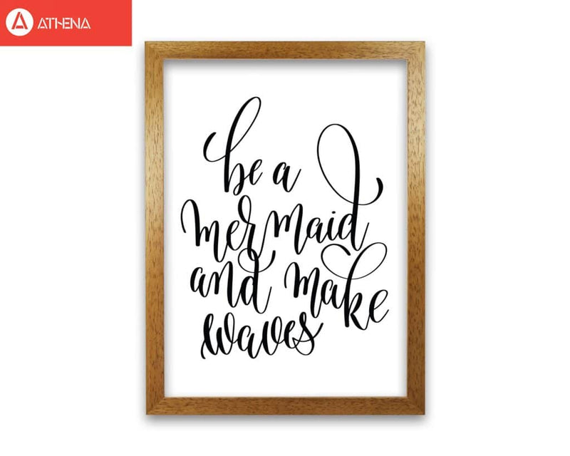 Be a mermaid black modern fine art print, framed typography wall art