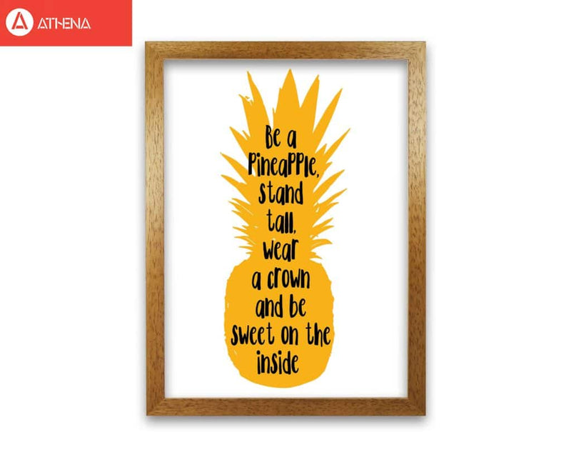 Be a pineapple yellow modern fine art print, framed typography wall art