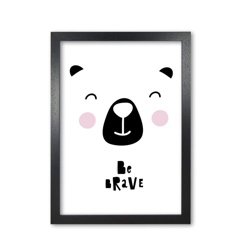Be brave bear face modern fine art print, framed typography wall art