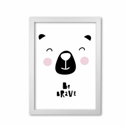 Be brave bear face modern fine art print, framed typography wall art