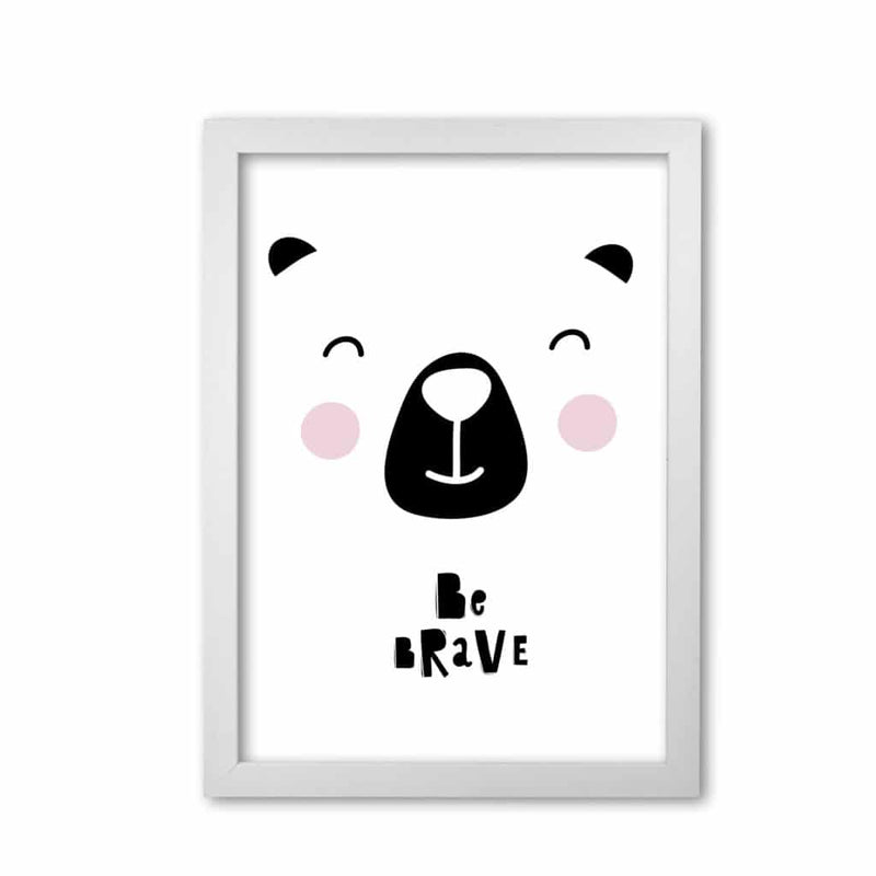 Be brave bear face modern fine art print, framed typography wall art