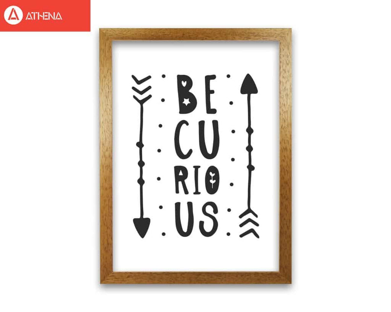 Be curious black modern fine art print, framed typography wall art
