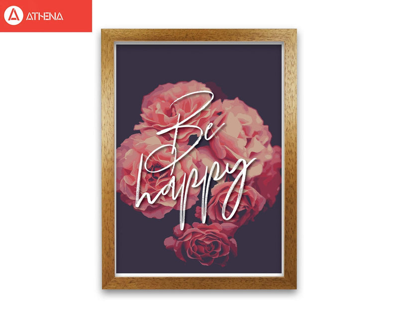 Be happy floral modern fine art print, framed botanical &
