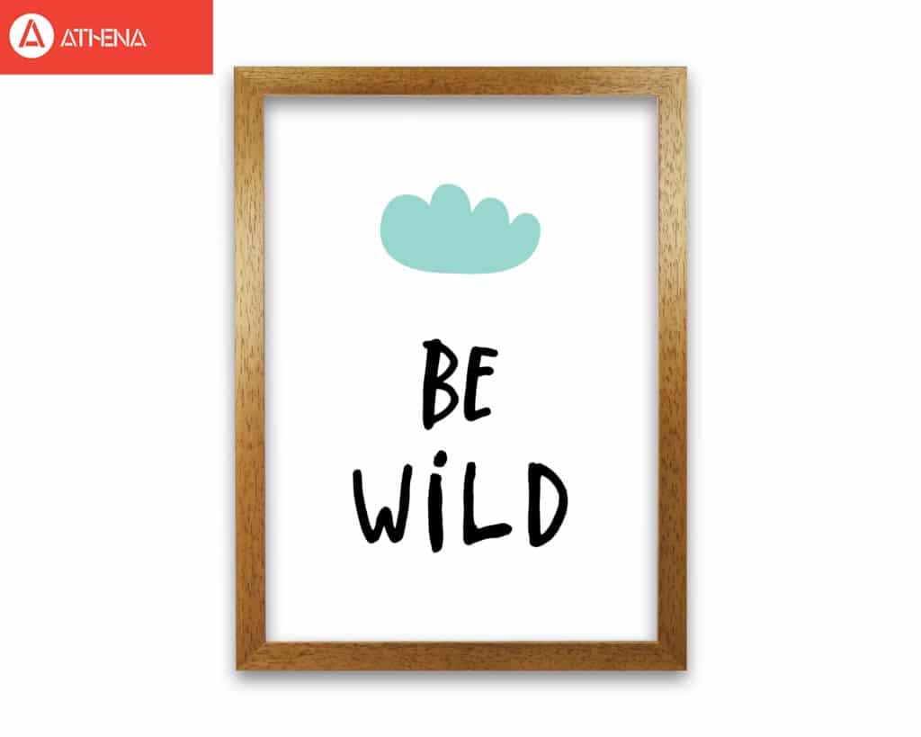 Be wild mint cloud modern fine art print, framed typography wall art