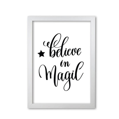 Believe in magic black modern fine art print, framed typography wall art