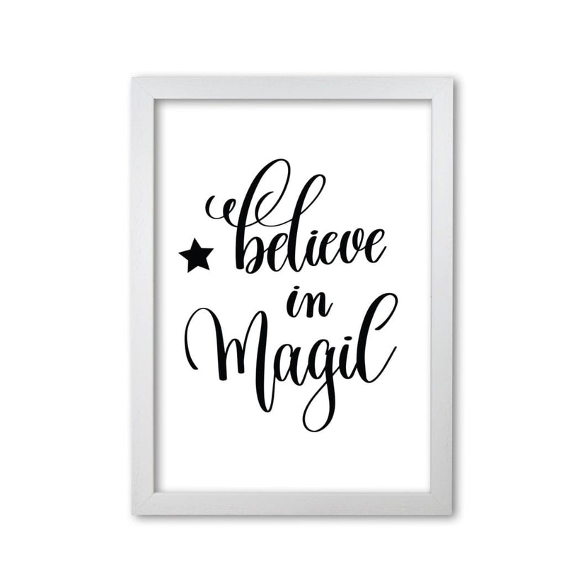 Believe in magic black modern fine art print, framed typography wall art