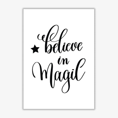 Believe in magic black modern fine art print, framed typography wall art