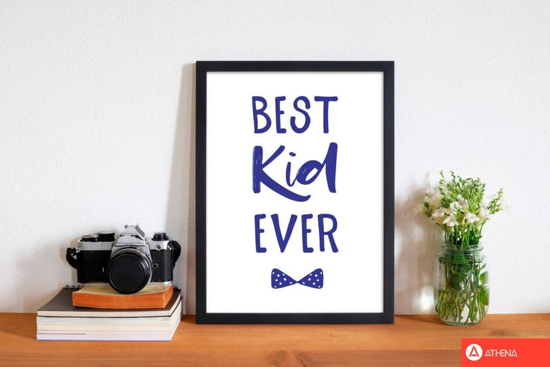 Best kid ever navy modern fine art print, framed childrens nursey wall art poster