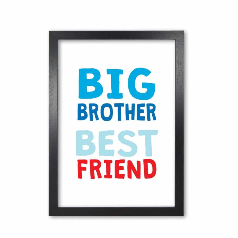 Big brother best friend blue modern fine art print, framed typography wall art