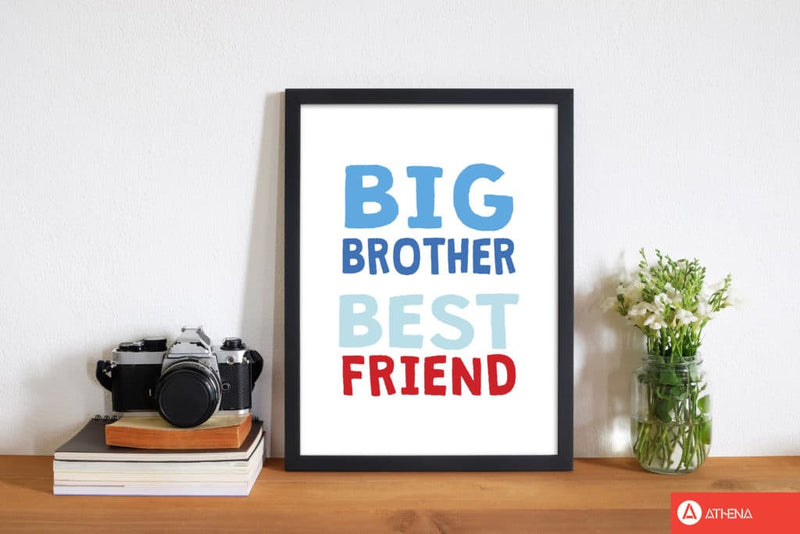 Big brother best friend blue modern fine art print, framed typography wall art