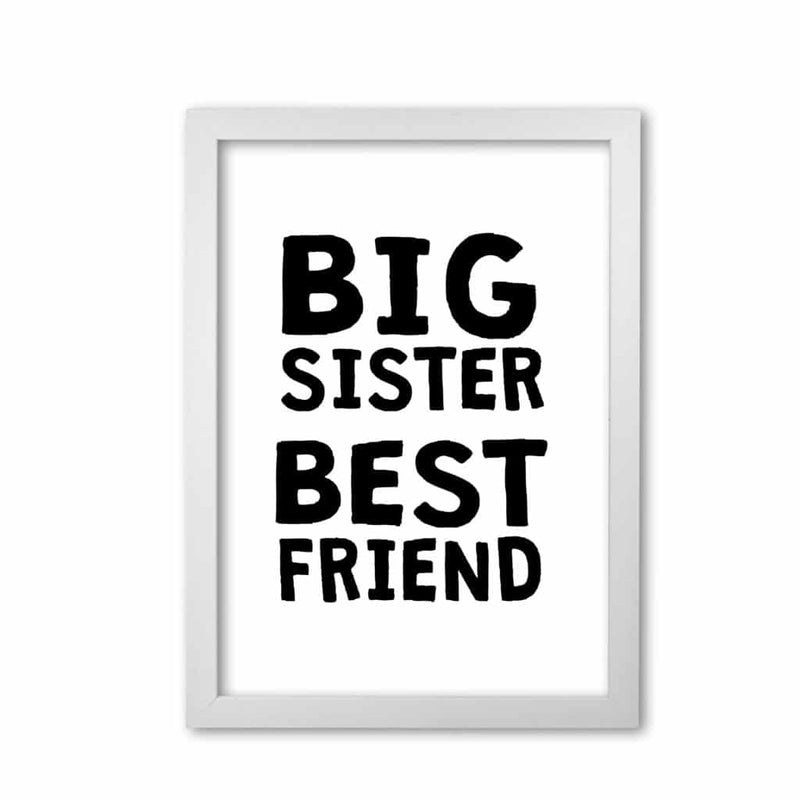 Big sister best friend black modern fine art print, framed typography wall art