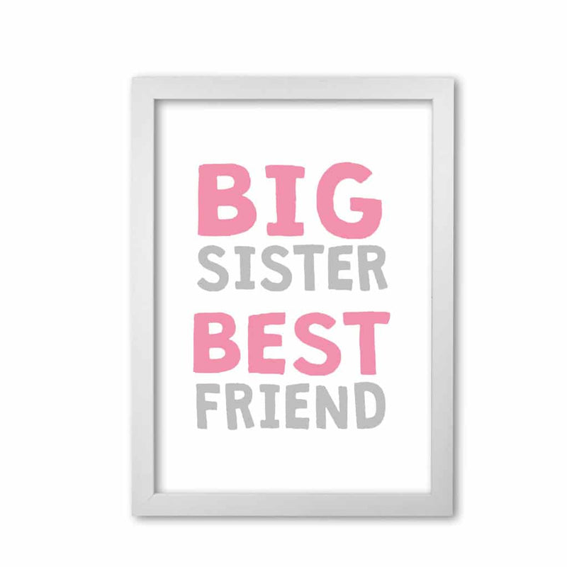 Big sister best friend pink modern fine art print, framed typography wall art
